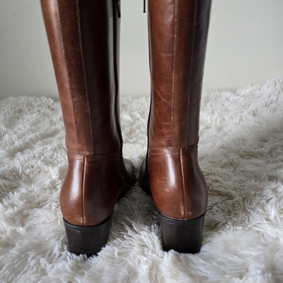 Rich Brown Leather Mid-High Square Heeled Boots  size 5M - Picture 6 of 10